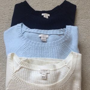 THREE J.Crew Waffle Knit Crew Neck Sweaters